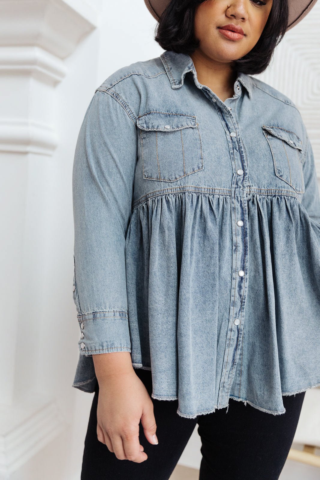 Just Float On Jacket In Denim (Online Exclusive) - Uptown Boutique Ramona