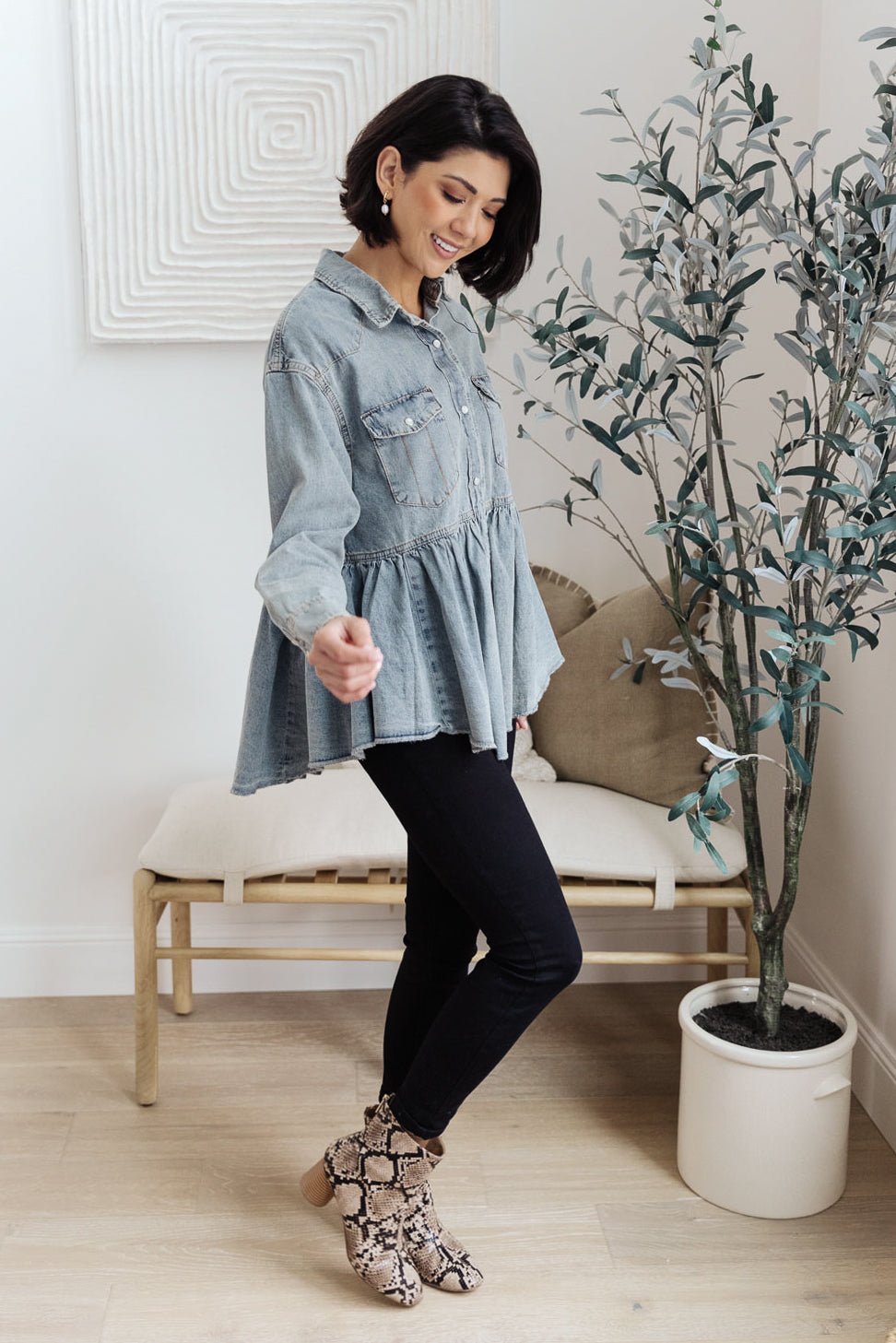 Just Float On Jacket In Denim (Online Exclusive) - Uptown Boutique Ramona