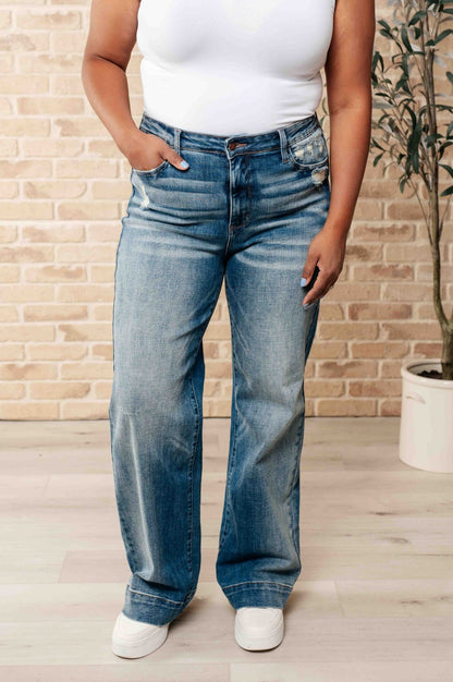 Katrina High Waist Distressed Denim Trousers - Uptown Boutique Ramona