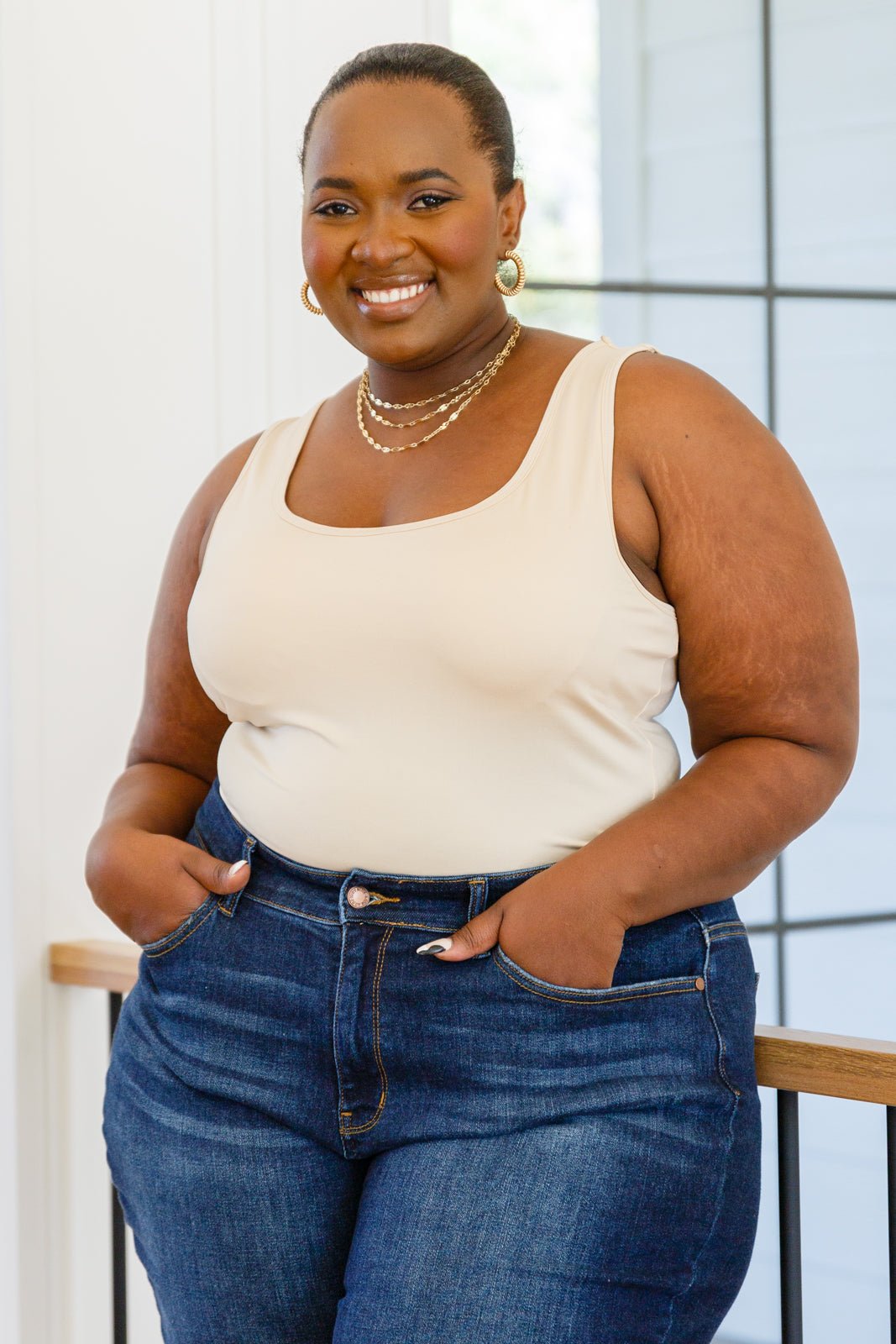 Keep Me Around Bodysuit in Beige (Online Exclusive) - Uptown Boutique Ramona