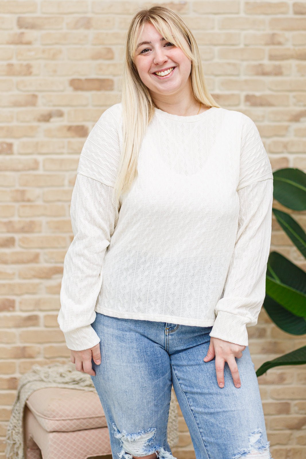Keep Me Here Knit Sweater in Cream (Online Exclusive) - Uptown Boutique Ramona