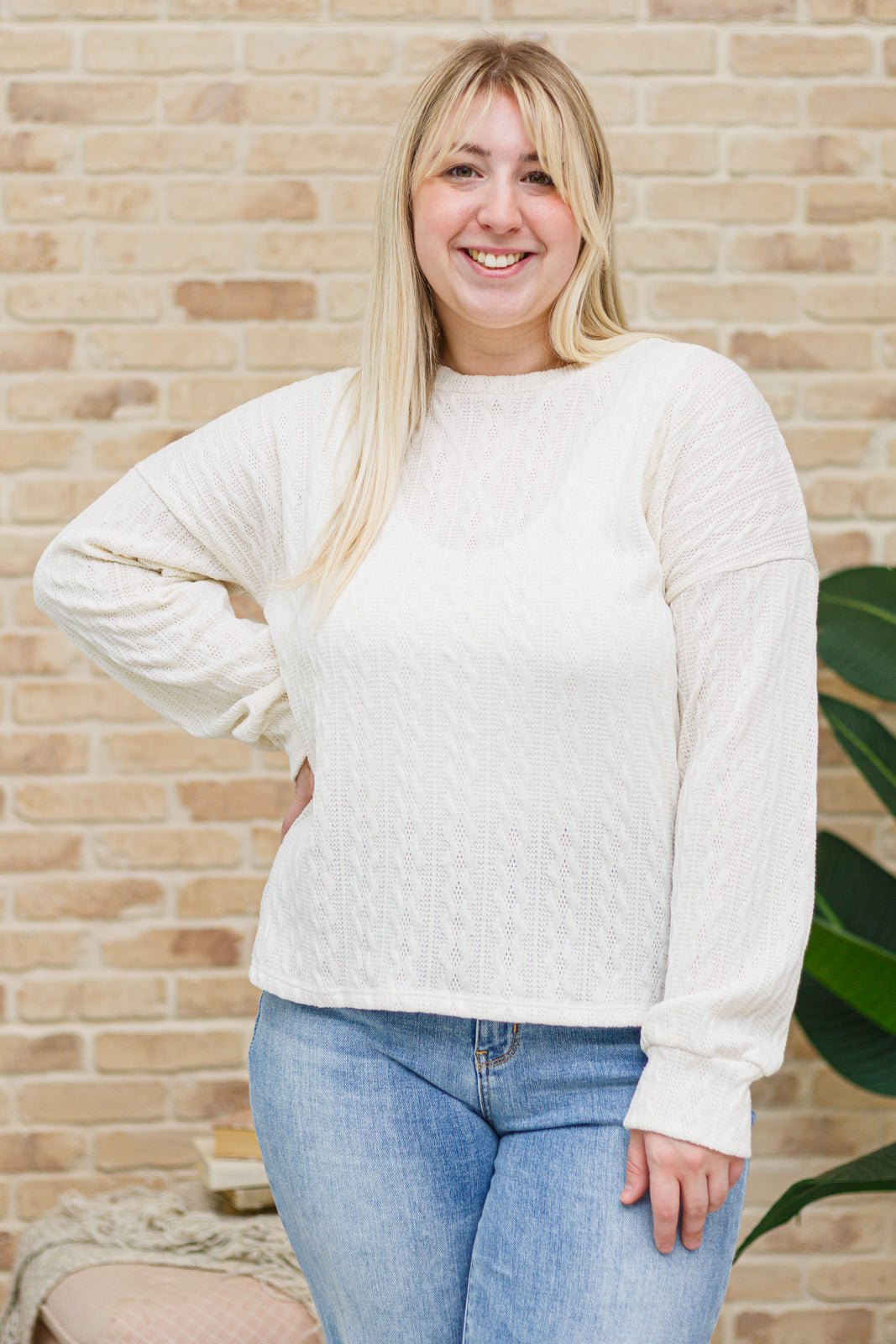 Keep Me Here Knit Sweater in Cream (Online Exclusive) - Uptown Boutique Ramona