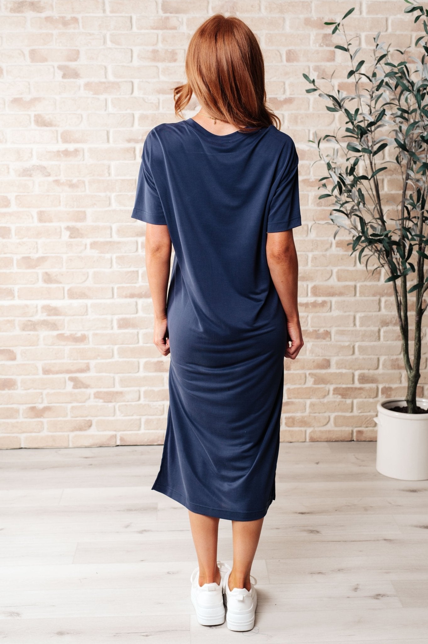 Keeping It Chill Drop Shoulder Maxi Dress in Dark Night (Online Exclusive) - Uptown Boutique Ramona