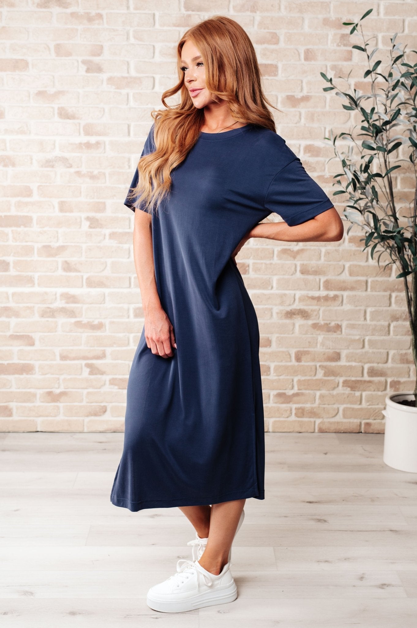 Keeping It Chill Drop Shoulder Maxi Dress in Dark Night (Online Exclusive) - Uptown Boutique Ramona