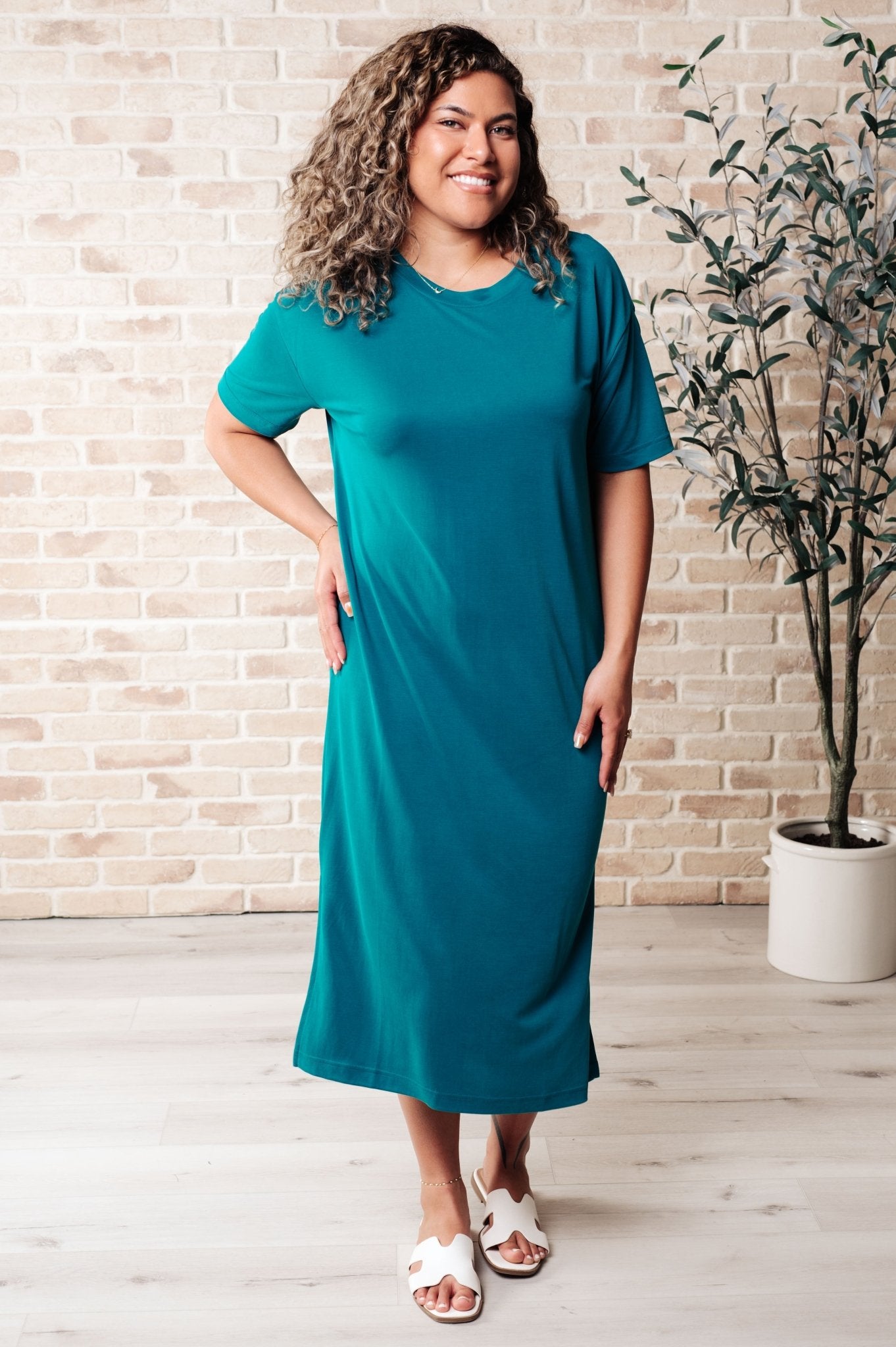 Keeping It Chill Drop Shoulder Maxi Dress in Teal (Online Exclusive) - Uptown Boutique Ramona