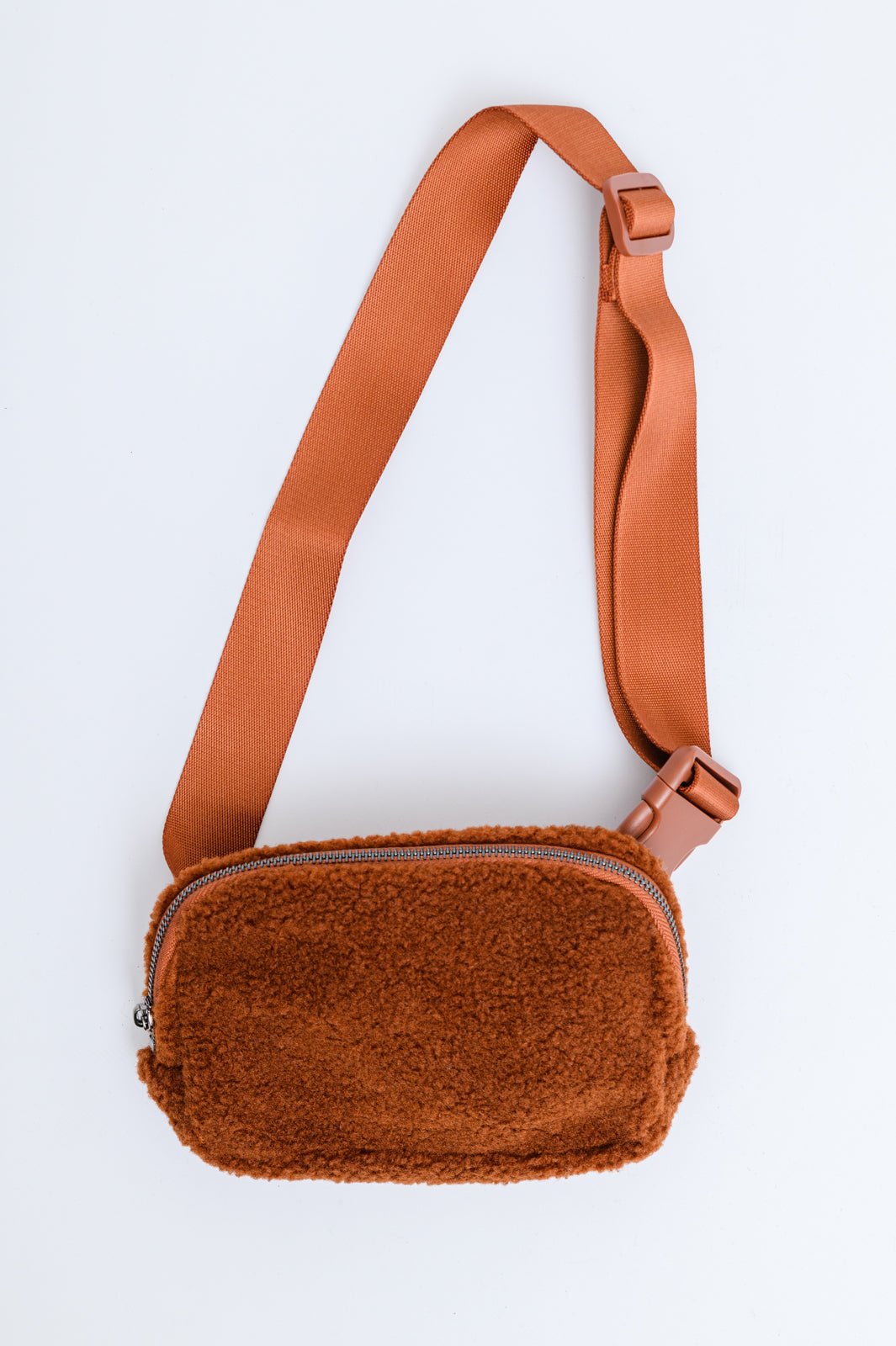 Keeping Up Sherpa Side Bag in Cognac Brown (Online Exclusive) - Uptown Boutique Ramona