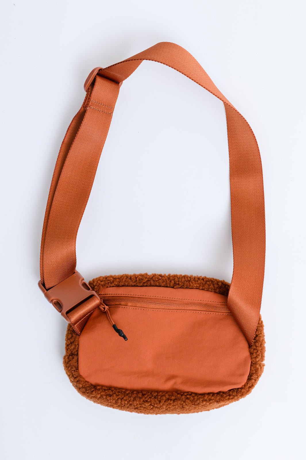 Keeping Up Sherpa Side Bag in Cognac Brown (Online Exclusive) - Uptown Boutique Ramona