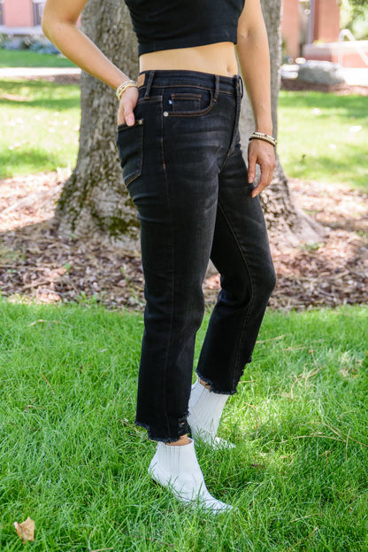 Kelbie Destroyed Hem Crop Jeans (Online Exclusive) - Uptown Boutique Ramona