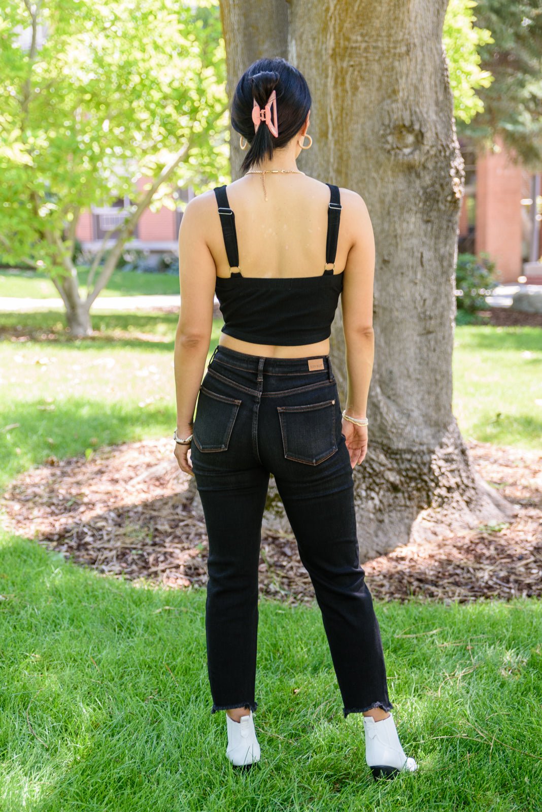 Kelbie Destroyed Hem Crop Jeans (Online Exclusive) - Uptown Boutique Ramona