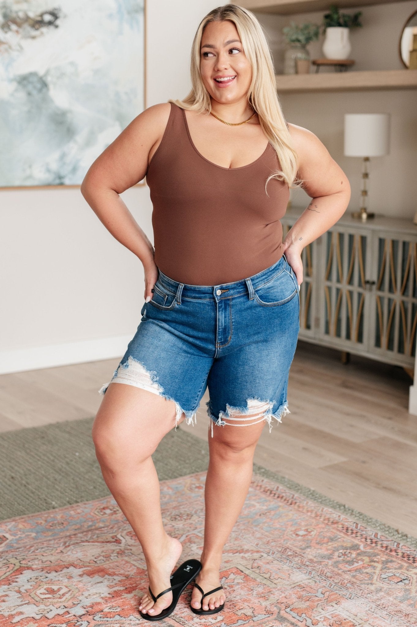 Kelsey Mid Rise Distressed Cutoff Shorts (Online Exclusive) - Uptown Boutique Ramona