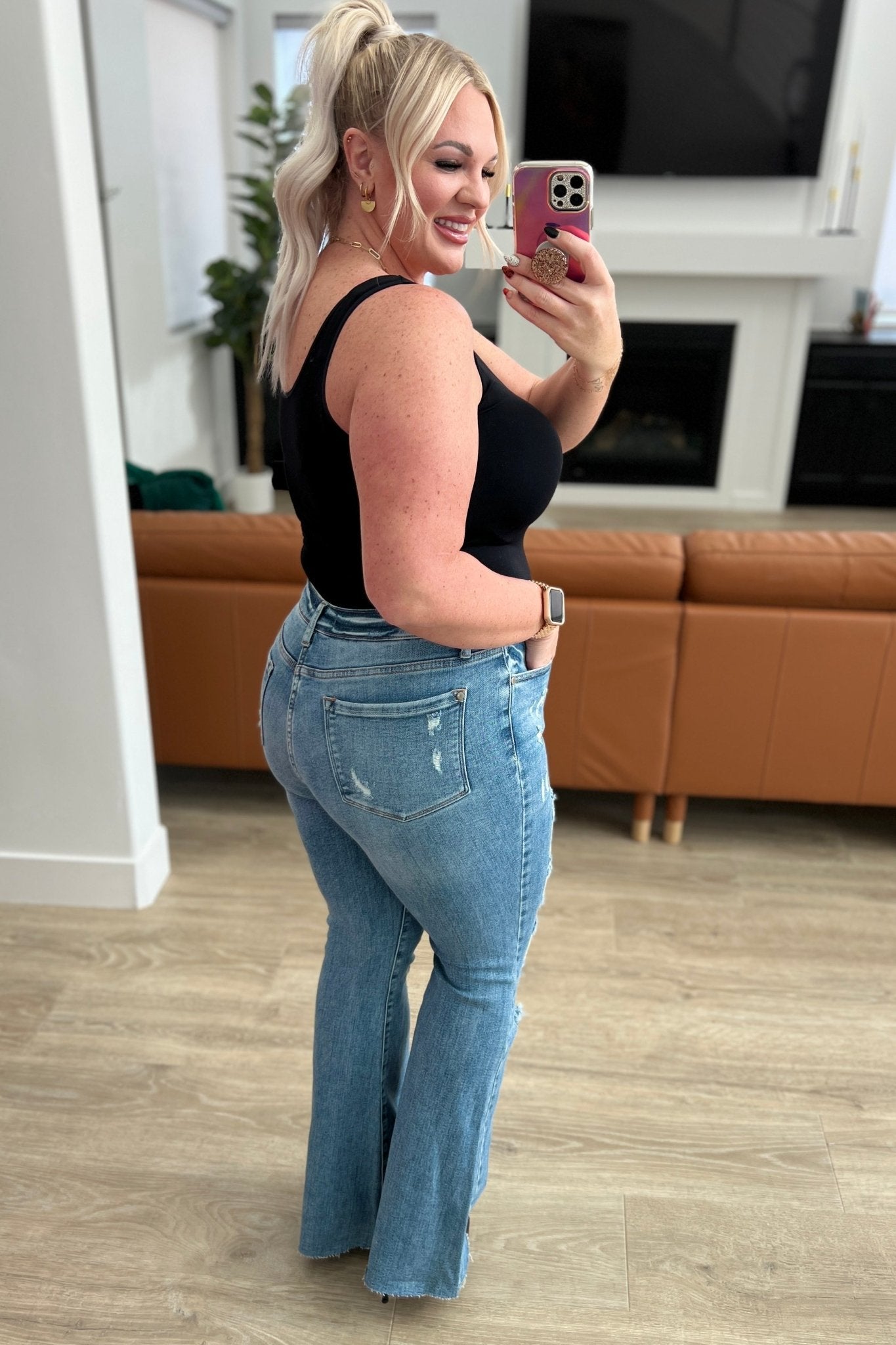 Kiana High Rise Heavy Destroy Flare (Online Exclusive) - Uptown Boutique Ramona