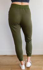 Kick Back Distressed Joggers in Olive (Online Exclusive) - Uptown Boutique Ramona