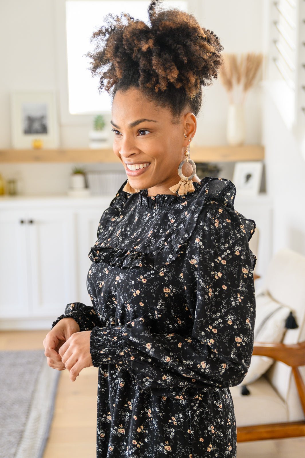 Larissa Long Sleeve Ruffle Hem Dress (Online Exclusive) - Uptown Boutique Ramona