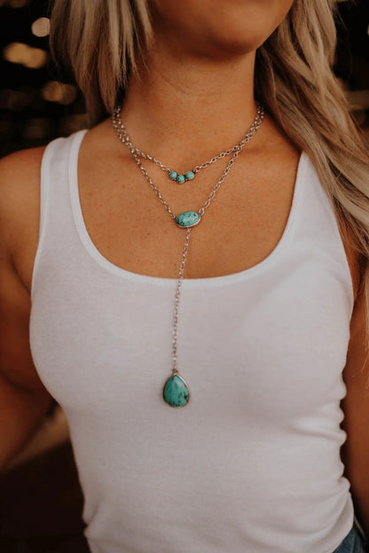 Layered Turquoise Lariat Necklace - Uptown Boutique Ramona