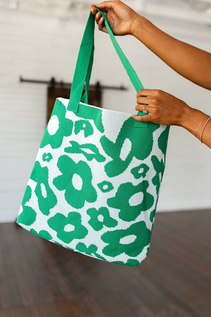 Lazy Daisy Knit Bag in Green (Online Exclusive) - Uptown Boutique Ramona