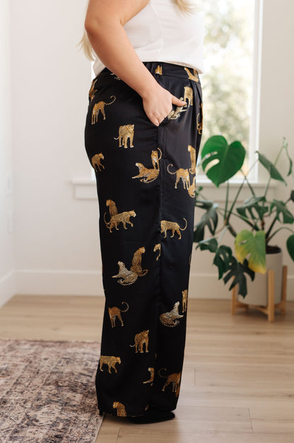 Legendary in Leopard Satin Wide Leg Pants (Online Exclusive) - Uptown Boutique Ramona