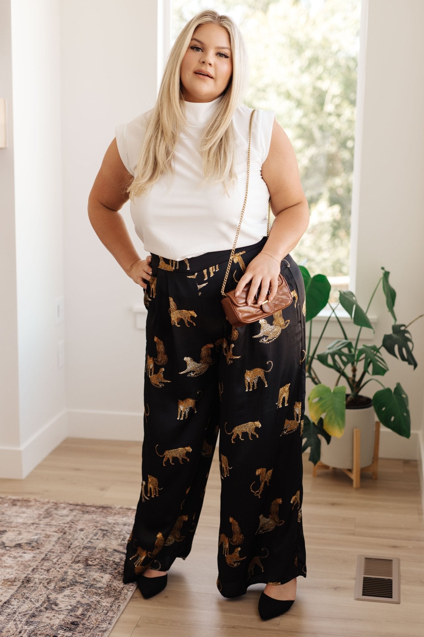 Legendary in Leopard Satin Wide Leg Pants (Online Exclusive) - Uptown Boutique Ramona