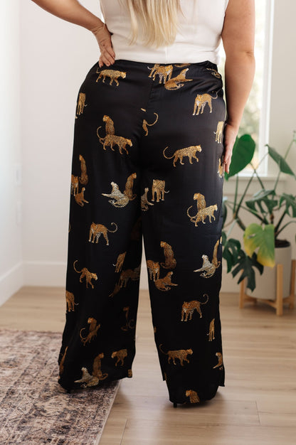 Legendary in Leopard Satin Wide Leg Pants (Online Exclusive) - Uptown Boutique Ramona