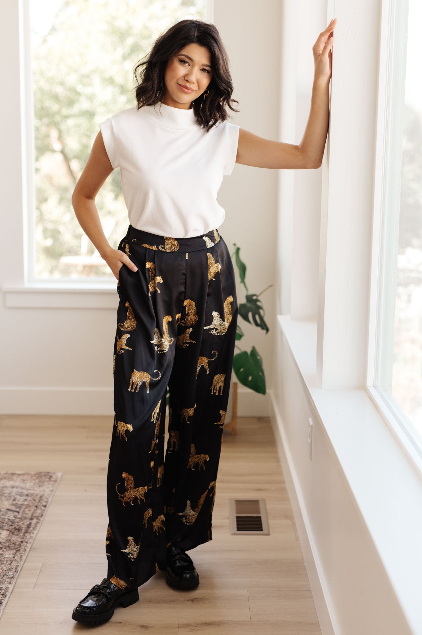 Legendary in Leopard Satin Wide Leg Pants (Online Exclusive) - Uptown Boutique Ramona