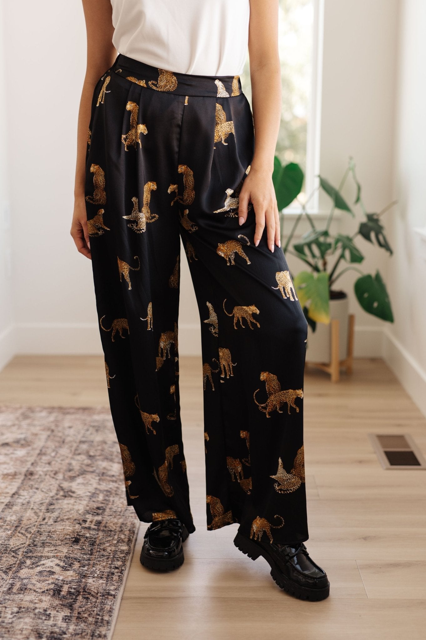 Legendary in Leopard Satin Wide Leg Pants (Online Exclusive) - Uptown Boutique Ramona