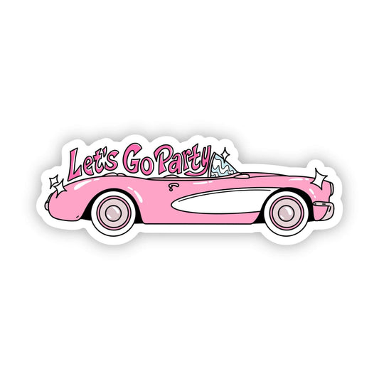 "Let's go party" pink convertable car sticker - Uptown Boutique Ramona