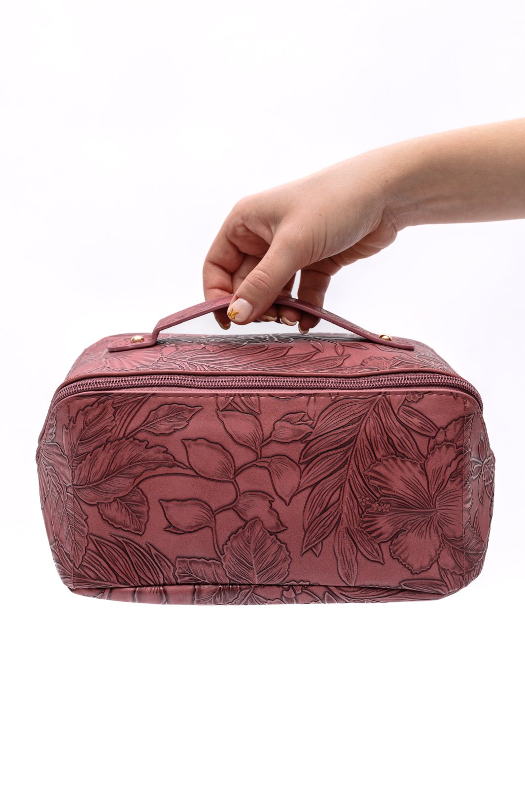 Life In Luxury Large Capacity Cosmetic Bag in Merlot (Online Exclusive) - Uptown Boutique Ramona