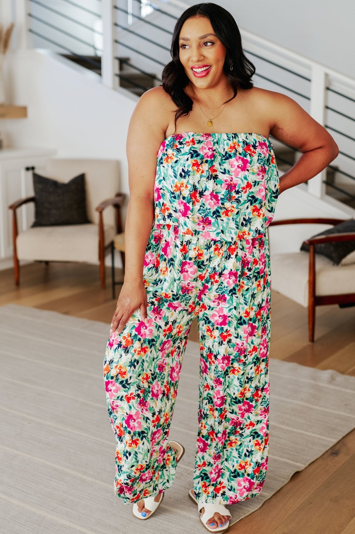 Life of the Party Floral Jumpsuit in Green - Uptown Boutique Ramona