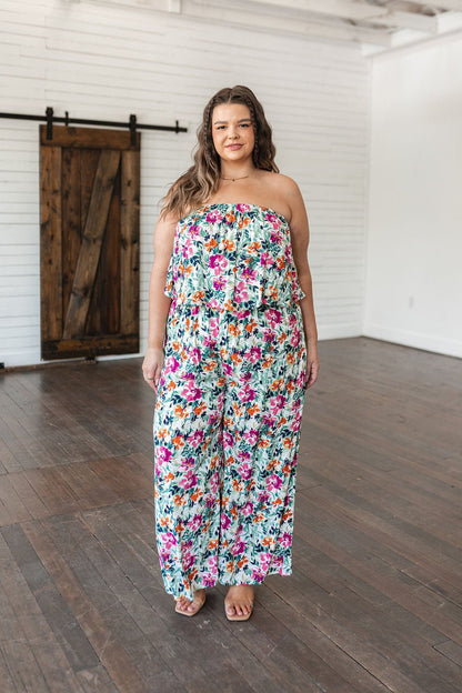 Life of the Party Floral Jumpsuit in Green - Uptown Boutique Ramona