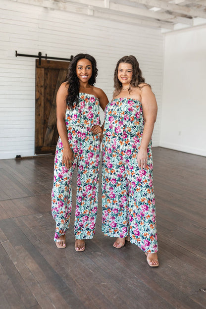 Life of the Party Floral Jumpsuit in Green - Uptown Boutique Ramona