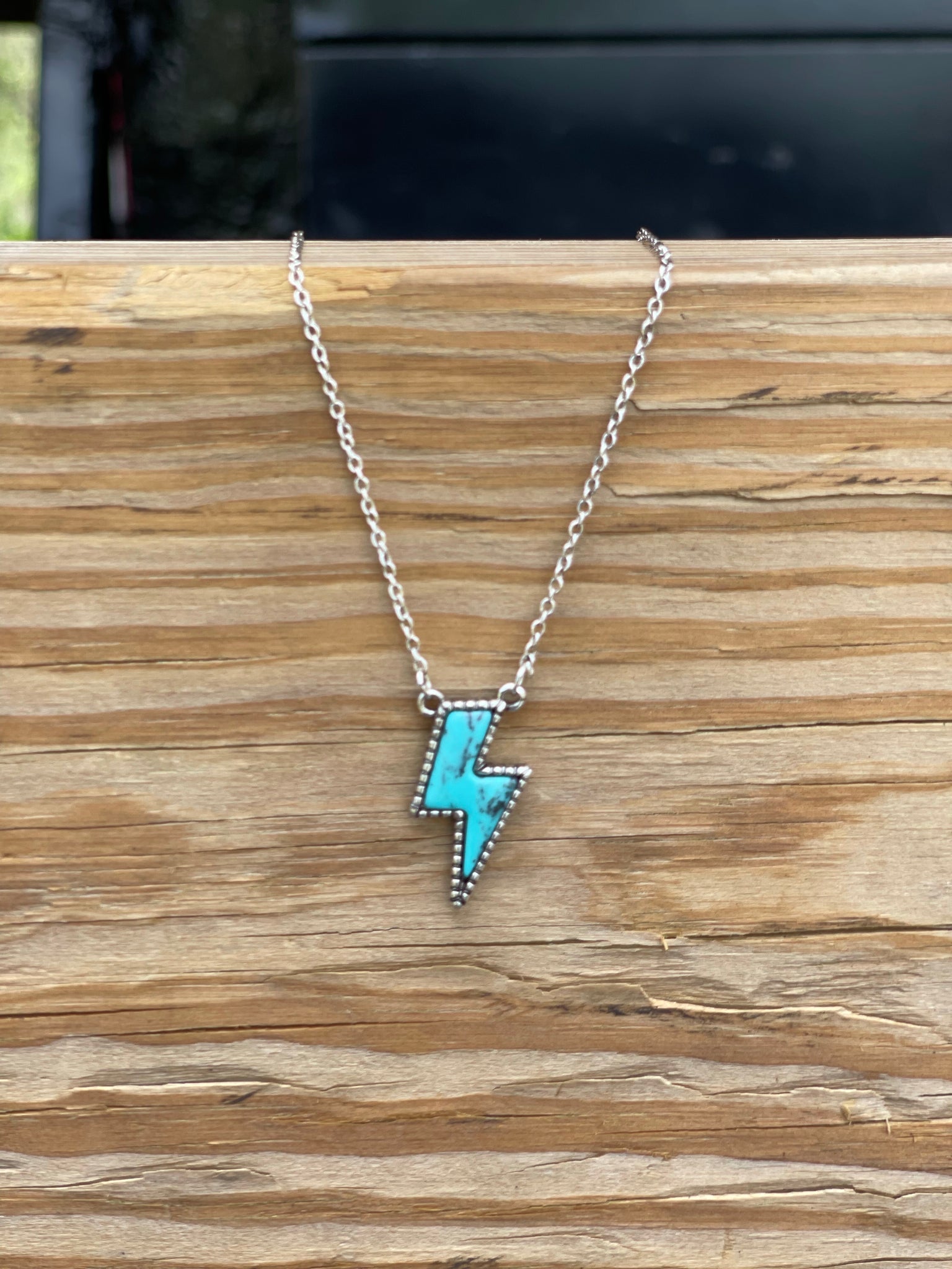Lightning Bolt Turquoise Necklace - Uptown Boutique Ramona