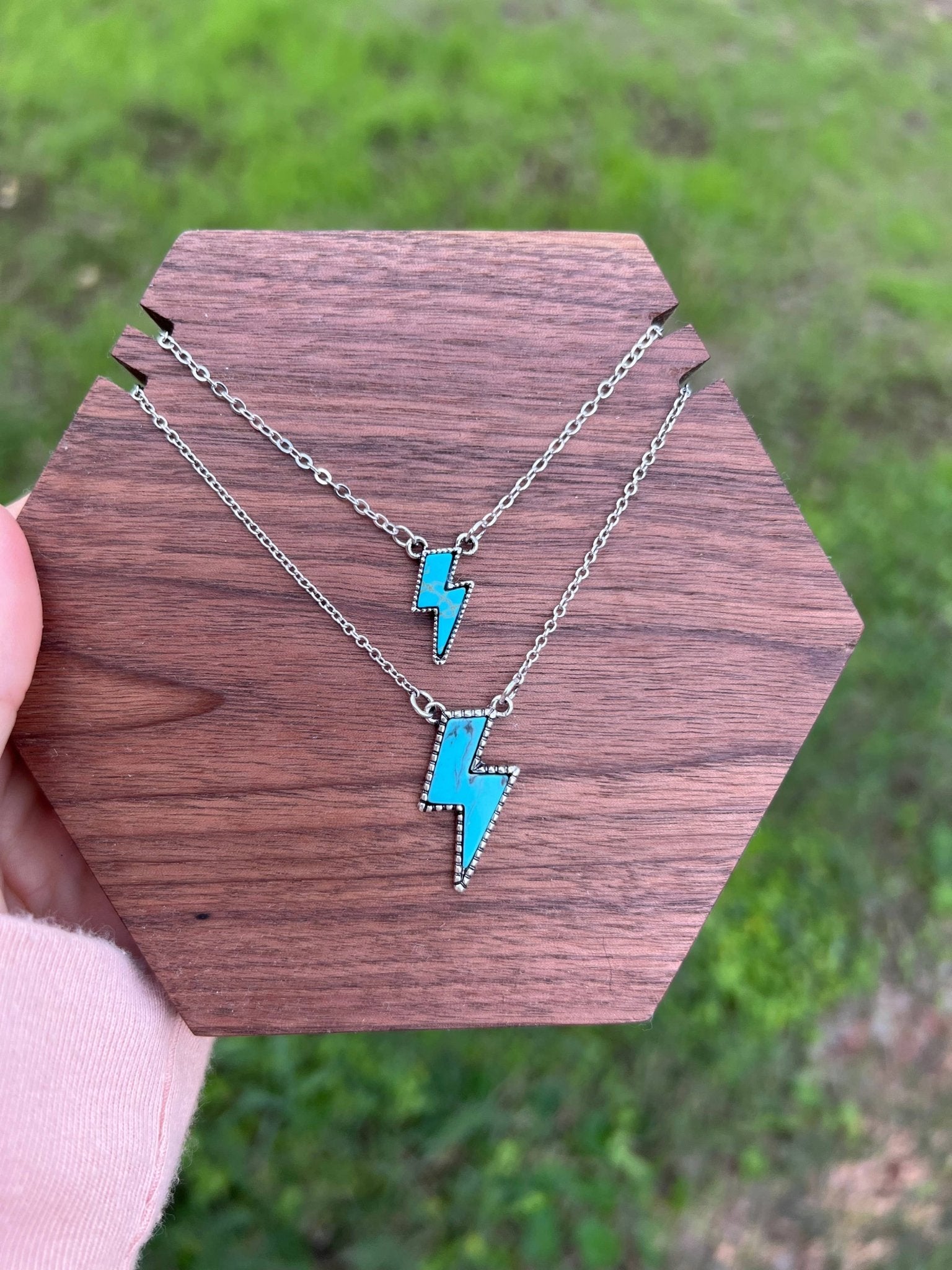 Lightning Bolt Turquoise Necklace - Uptown Boutique Ramona
