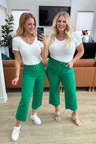 Lisa High Rise Control Top Wide Leg Crop Jeans in Kelly Green (Online Exclusive) - Uptown Boutique Ramona