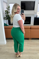 Lisa High Rise Control Top Wide Leg Crop Jeans in Kelly Green (Online Exclusive) - Uptown Boutique Ramona