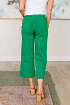 Lisa High Rise Control Top Wide Leg Crop Jeans in Kelly Green (Online Exclusive) - Uptown Boutique Ramona