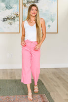 Lisa High Rise Control Top Wide Leg Crop Jeans in Pink (Online Exclusive) - Uptown Boutique Ramona