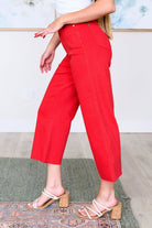 Lisa High Rise Control Top Wide Leg Crop Jeans in Red (Online Exclusive) - Uptown Boutique Ramona