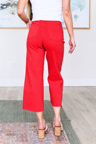 Lisa High Rise Control Top Wide Leg Crop Jeans in Red (Online Exclusive) - Uptown Boutique Ramona