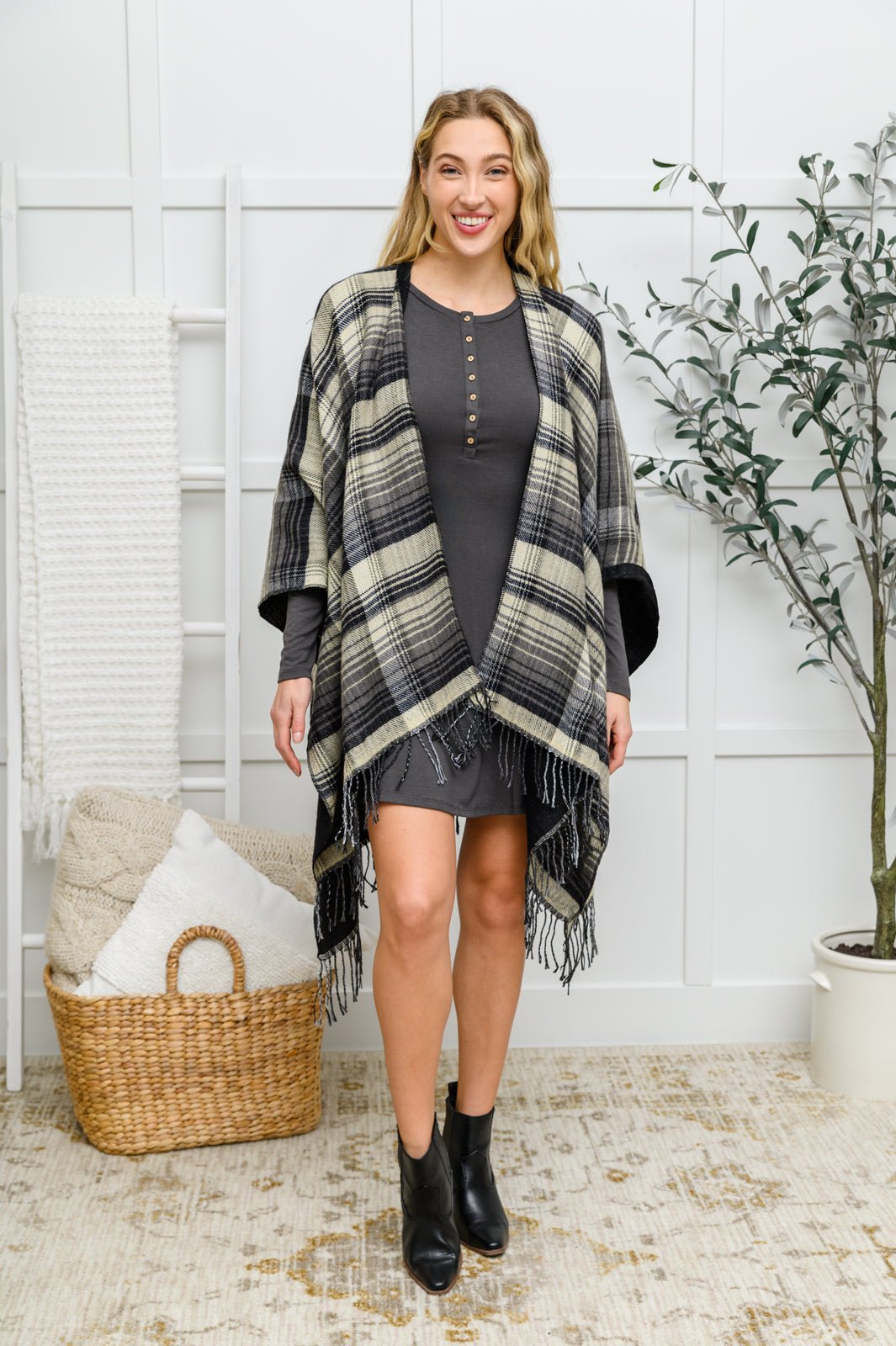 Long Sleeve Button Down Dress In Ash Gray (Online Exclusive) - Uptown Boutique Ramona