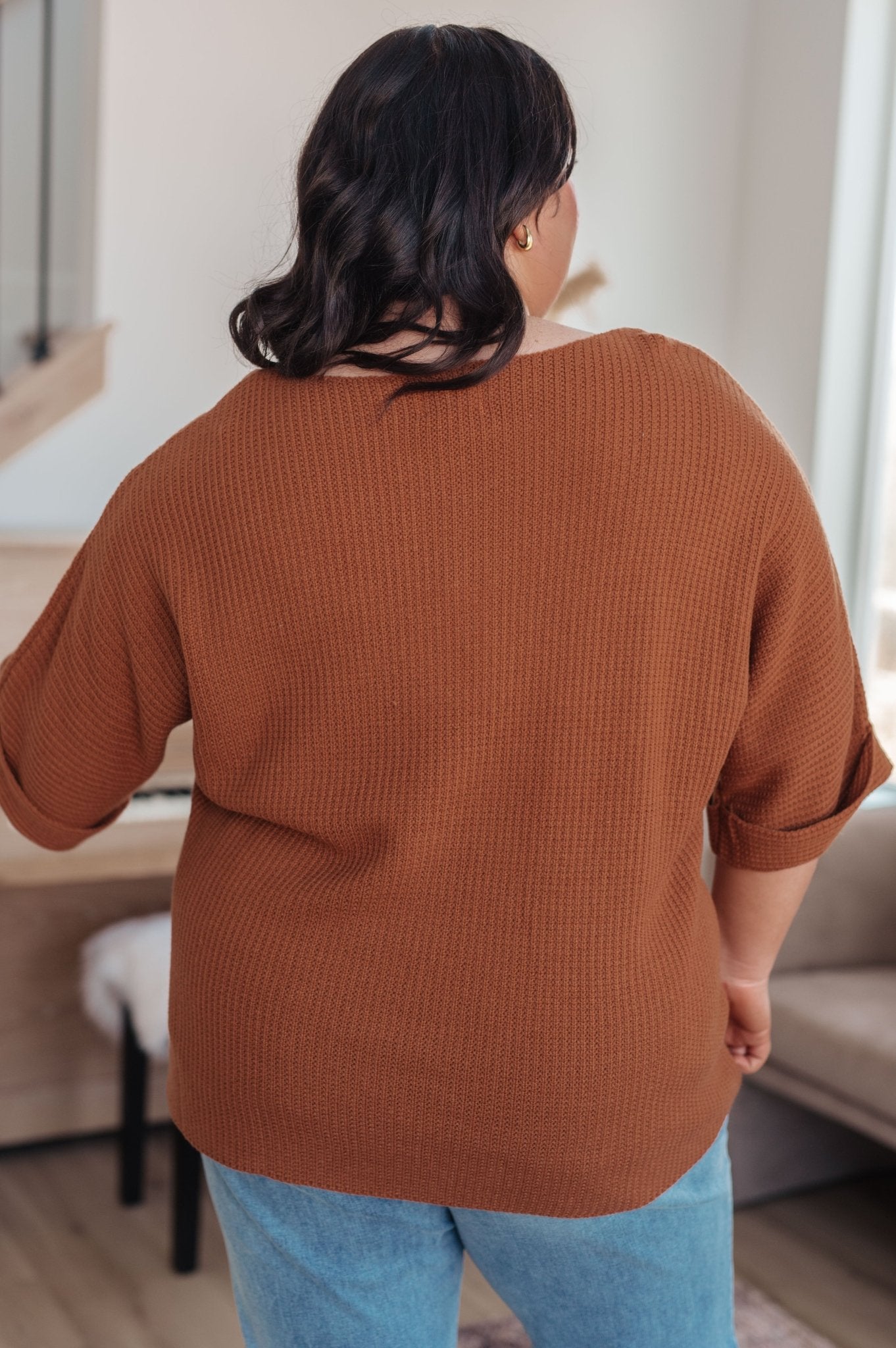 Lotta Love Knitted Sweater Top in Rust (Online Exclusive) - Uptown Boutique Ramona