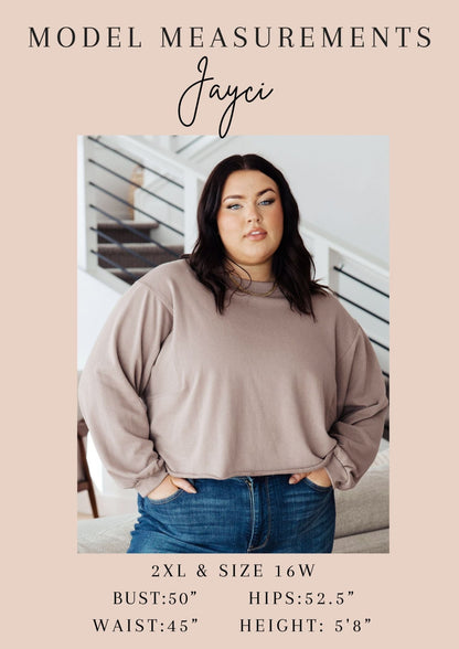 Lounge A Lot Cut Off Sweatshirt in Mocha (Online Exclusive) - Uptown Boutique Ramona