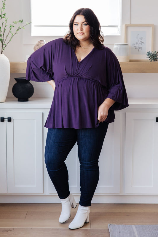 Love On The Line V - Neck Peplum Blouse (Online Exclusive) - Uptown Boutique Ramona