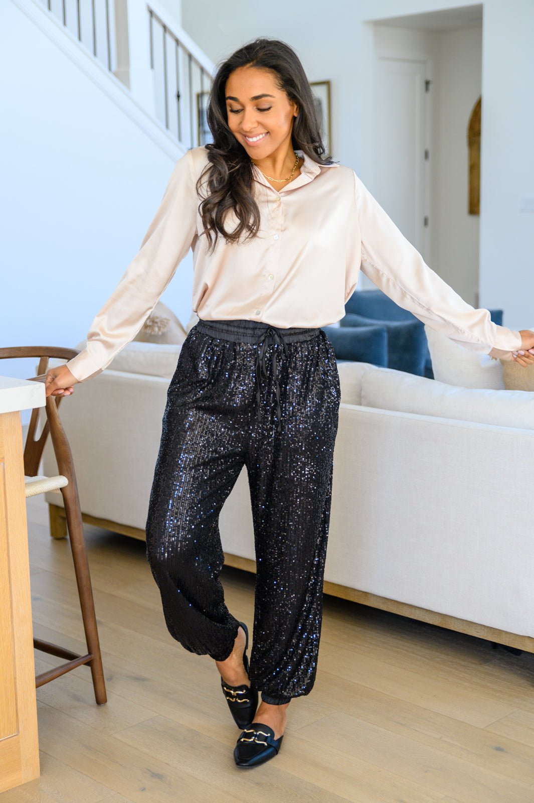 Loved For Years Satin Button Up In Beige (Online Exclusive) - Uptown Boutique Ramona