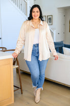 Loved For Years Satin Button Up In Beige (Online Exclusive) - Uptown Boutique Ramona