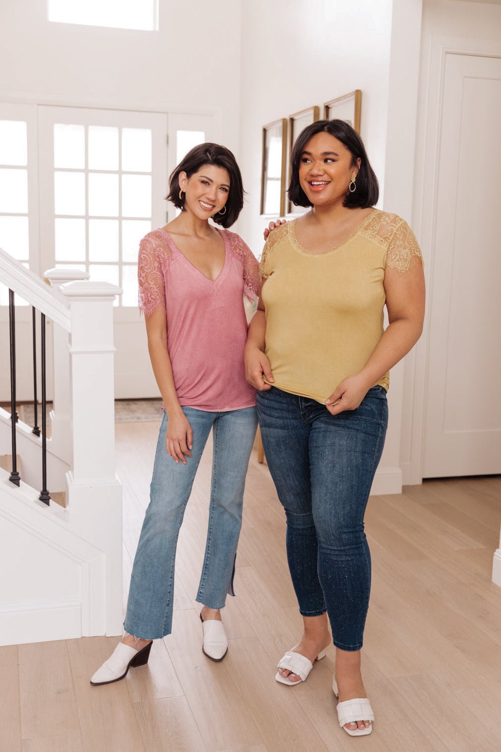 Lovely Lace Tee In Yellow (Online Exclusive) - Uptown Boutique Ramona