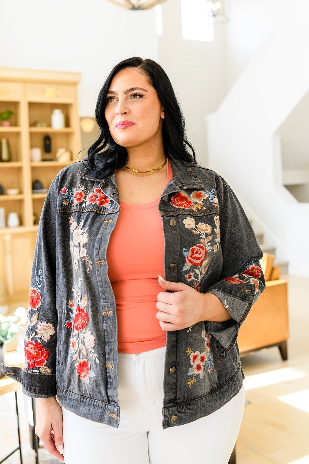 Lovely Visions Flower Embroidered Jacket (Online Exclusive) - Uptown Boutique Ramona