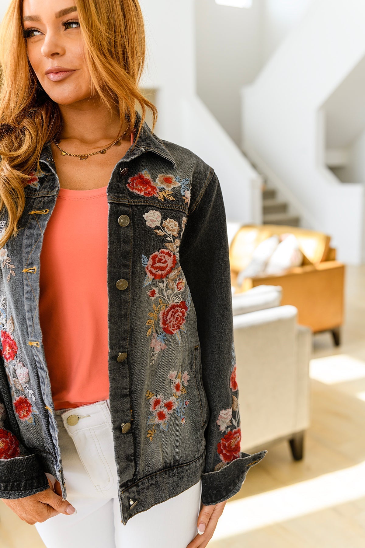 Lovely Visions Flower Embroidered Jacket (Online Exclusive) - Uptown Boutique Ramona