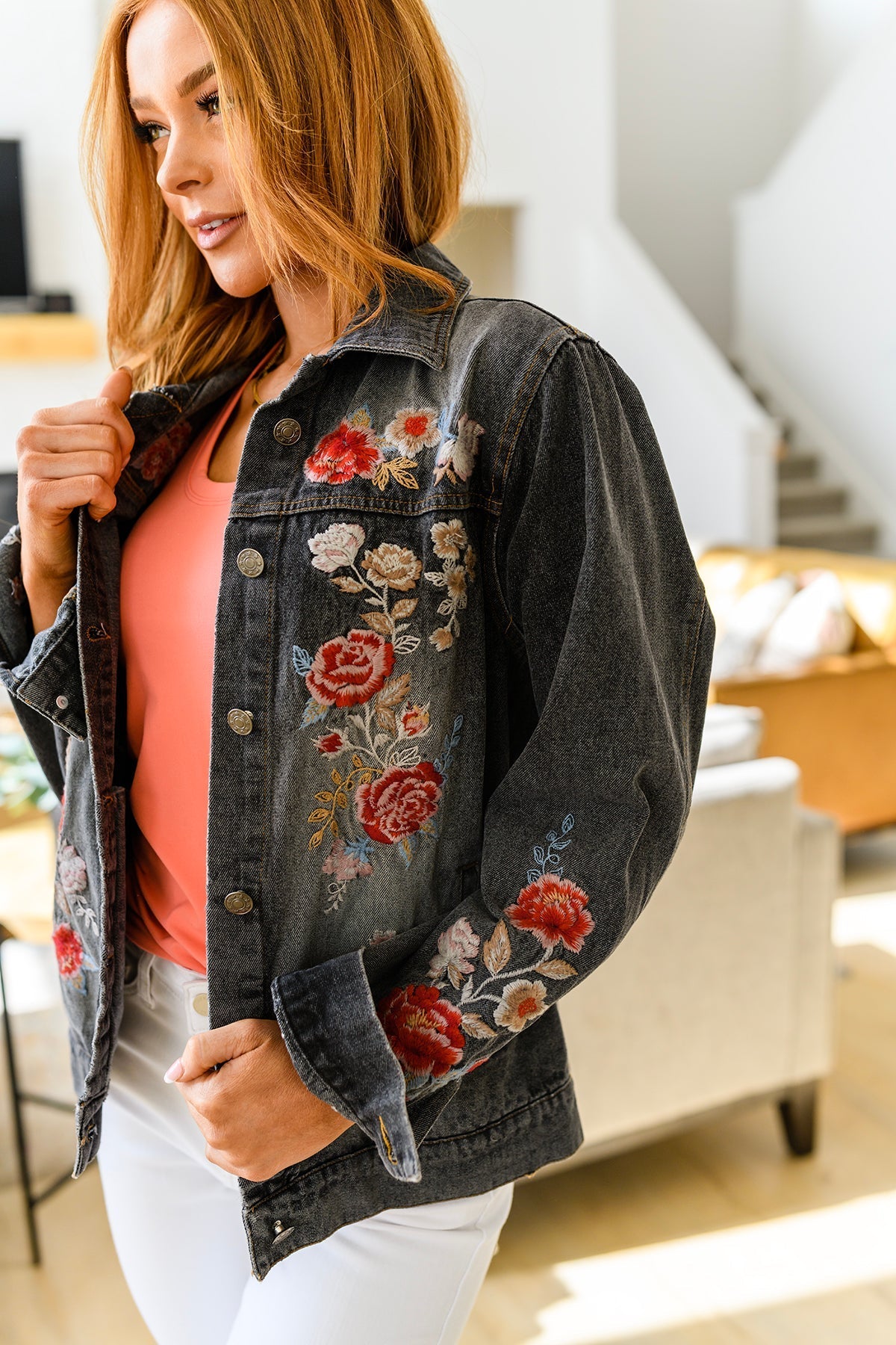 Lovely Visions Flower Embroidered Jacket (Online Exclusive) - Uptown Boutique Ramona