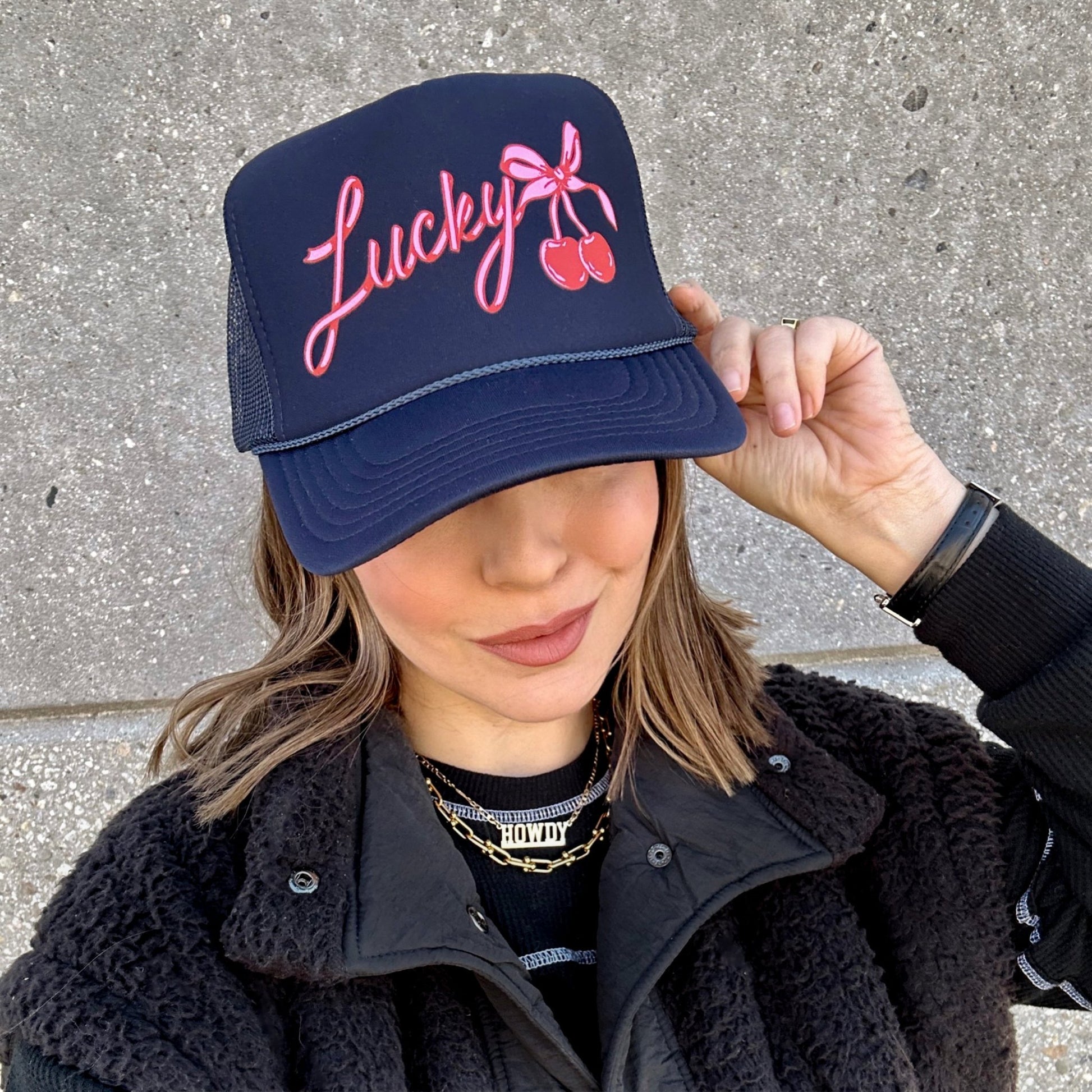 Lucky Girl Trucker Hat - Uptown Boutique Ramona