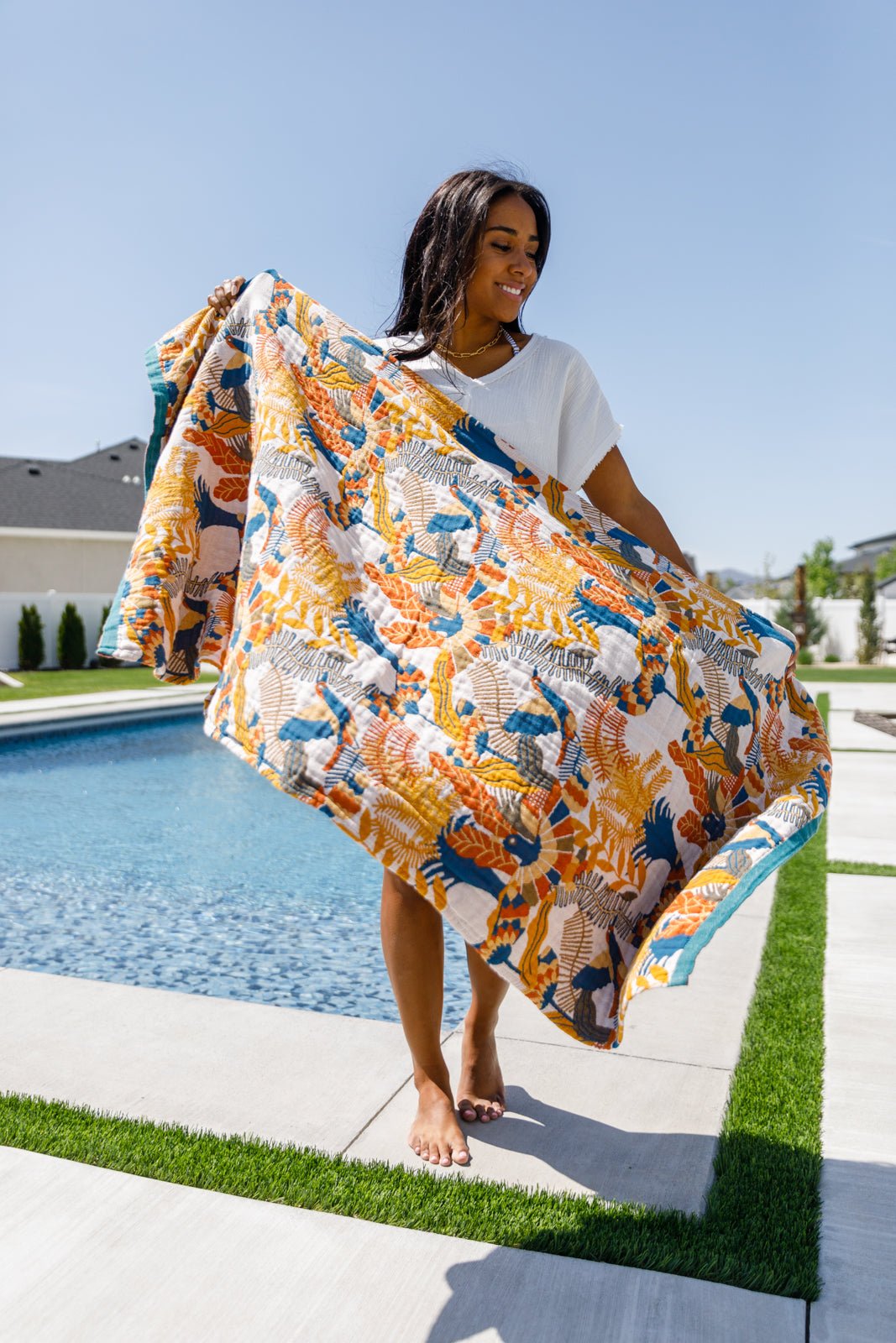 Luxury Beach Towel in Bird Of Paradise - Uptown Boutique Ramona