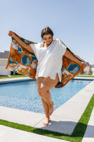 Luxury Beach Towel in Block Floral - Uptown Boutique Ramona